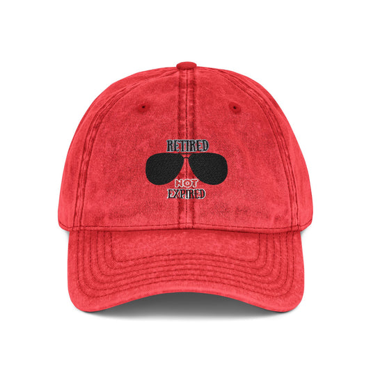 Retired - Not Expired - Vintage Embroidered Cap | Cool Retro Style Hat for Summer, Outdoor Adventures, Gift for Him/Her, Perfect for Festivals & Travel