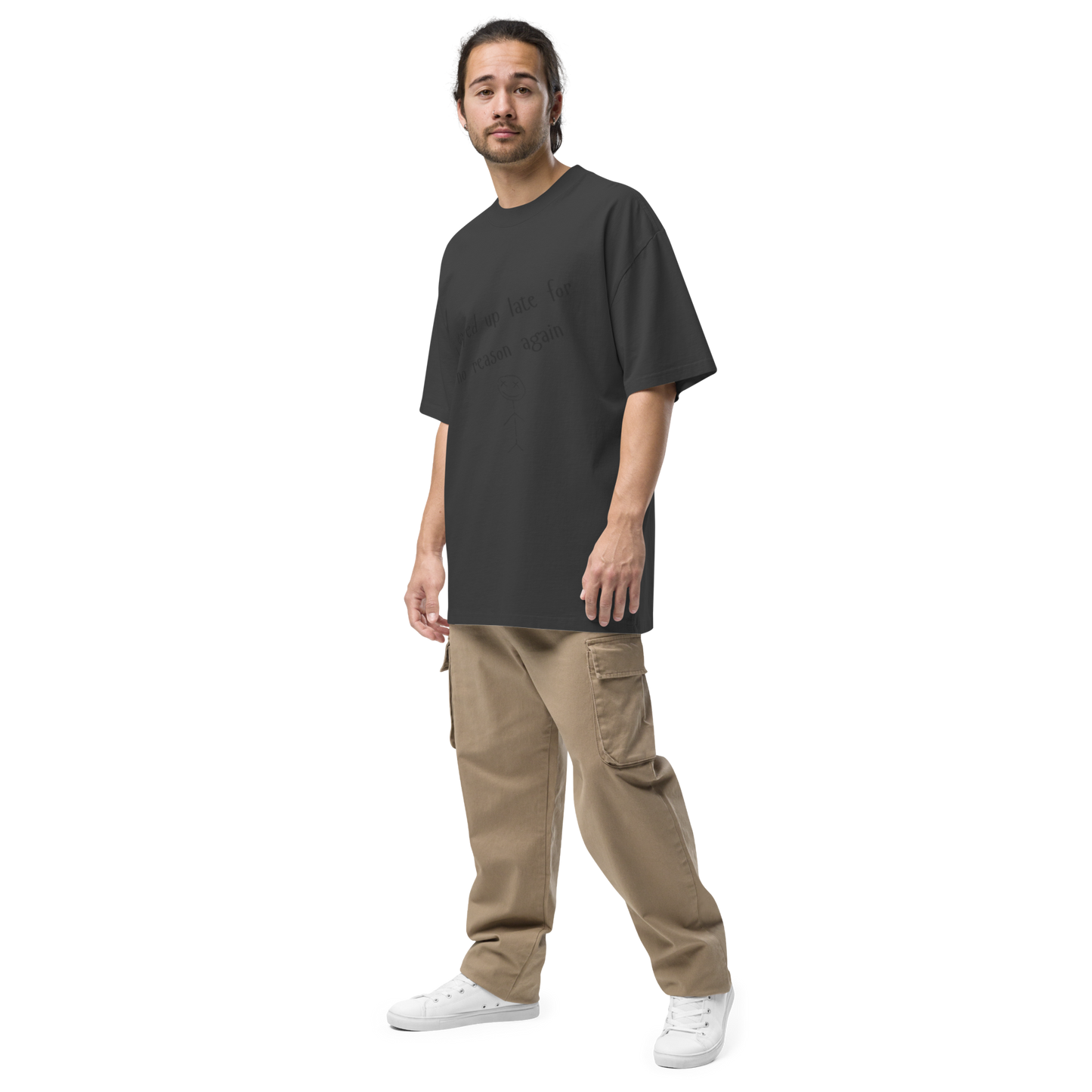 I stayed up late for no reason again - Oversized faded t-shirt