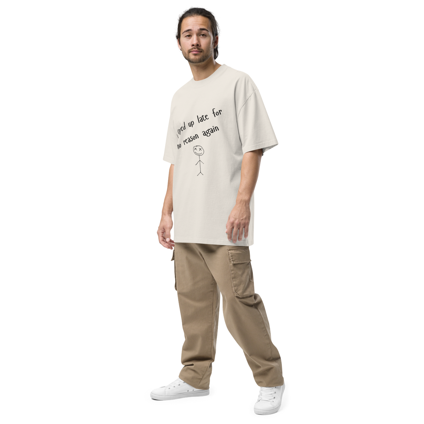 I stayed up late for no reason again - Oversized faded t-shirt