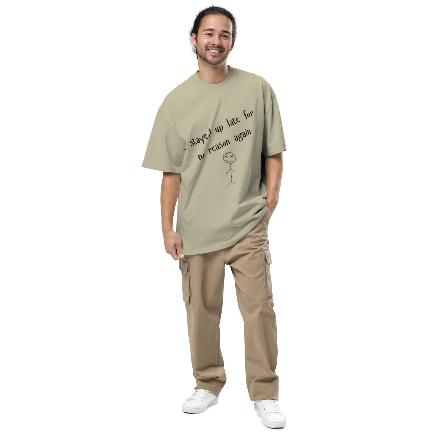 I stayed up late for no reason again - Oversized faded t-shirt