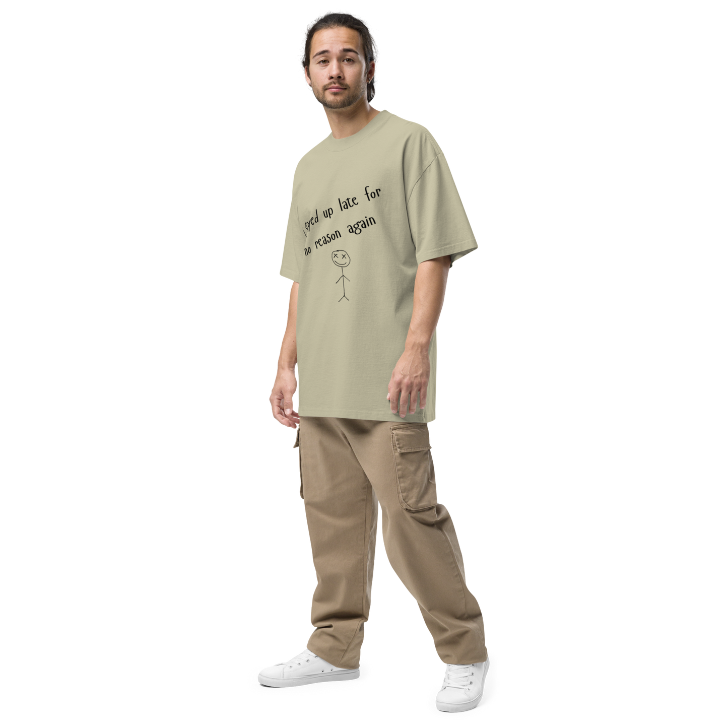 I stayed up late for no reason again - Oversized faded t-shirt