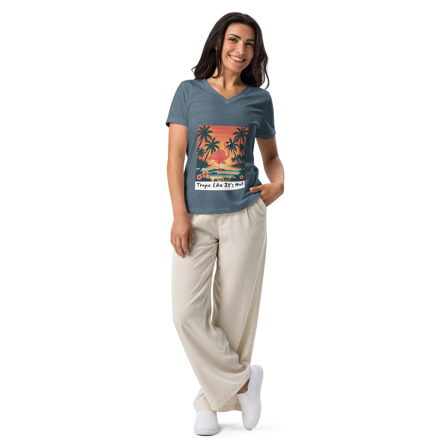 Tropic Like It's Hot - Women’s relaxed v-neck t-shirt