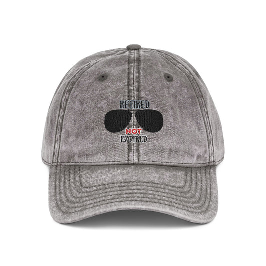 Retired - Not Expired - Vintage Embroidered Cap | Cool Retro Style Hat for Summer, Outdoor Adventures, Gift for Him/Her, Perfect for Festivals & Travel