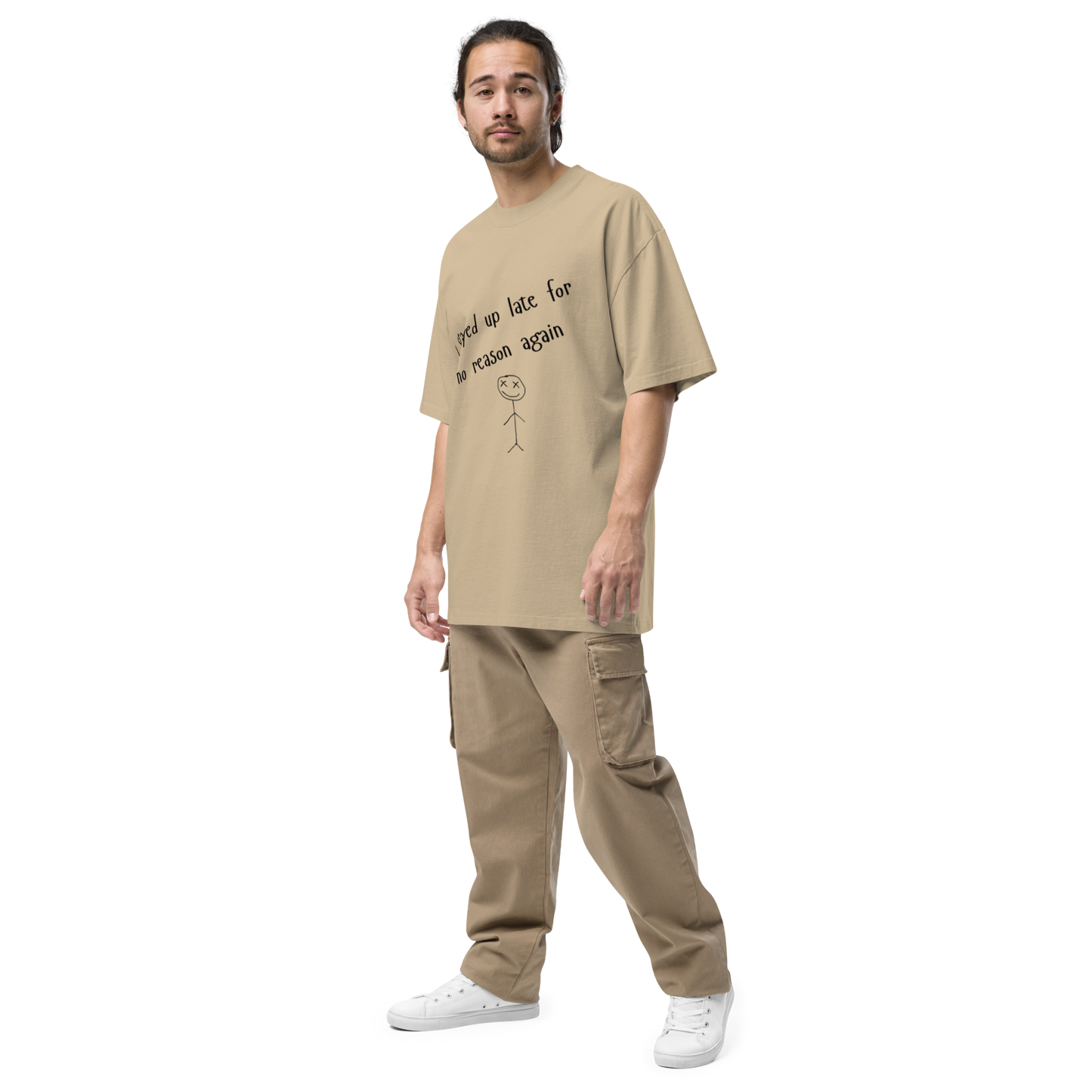 I stayed up late for no reason again - Oversized faded t-shirt
