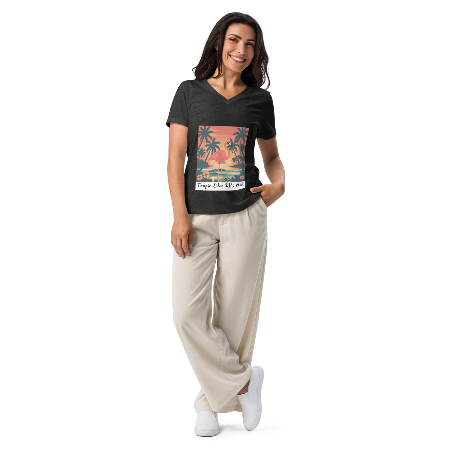 Tropic Like It's Hot - Women’s relaxed v-neck t-shirt
