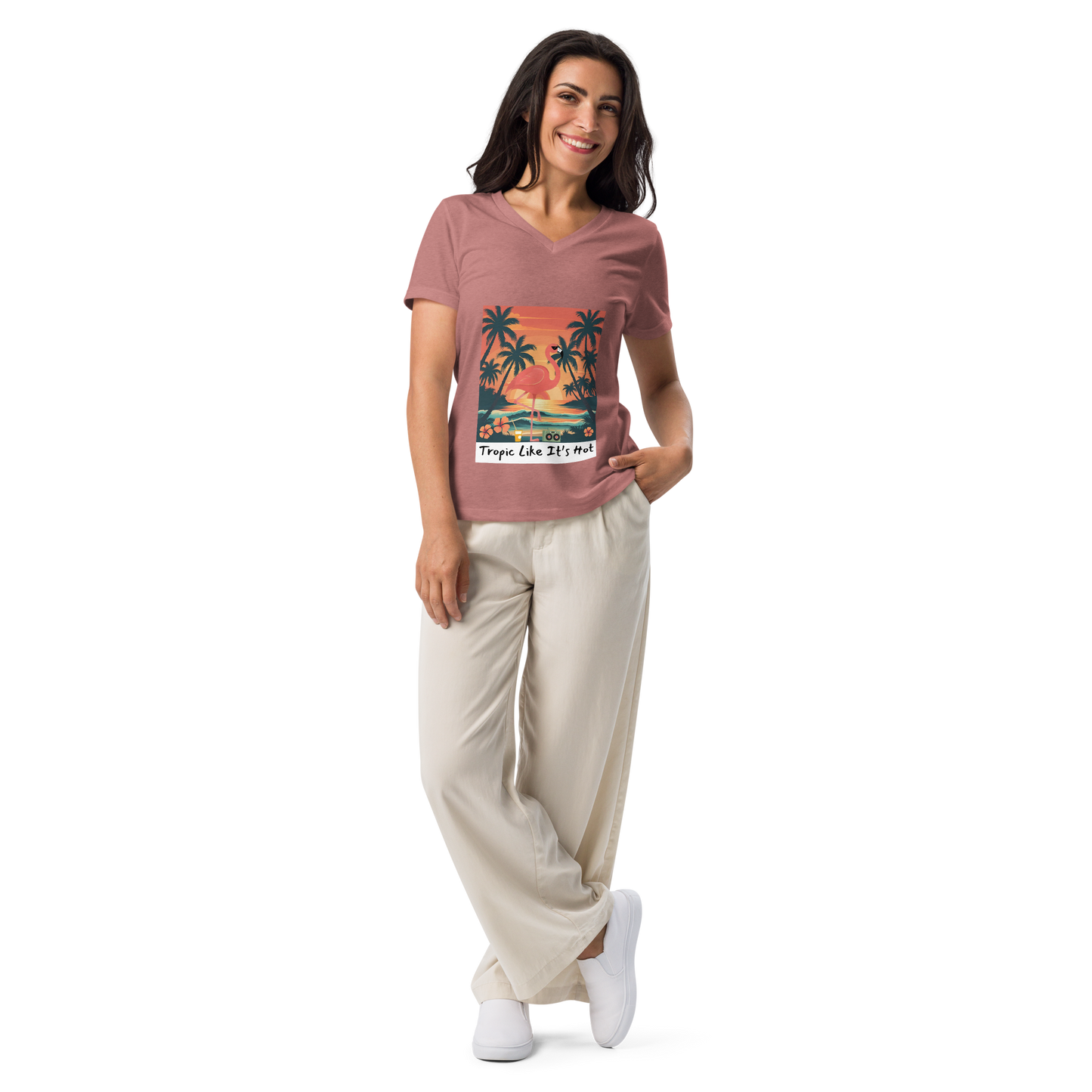 Tropic Like It's Hot - Women’s relaxed v-neck t-shirt
