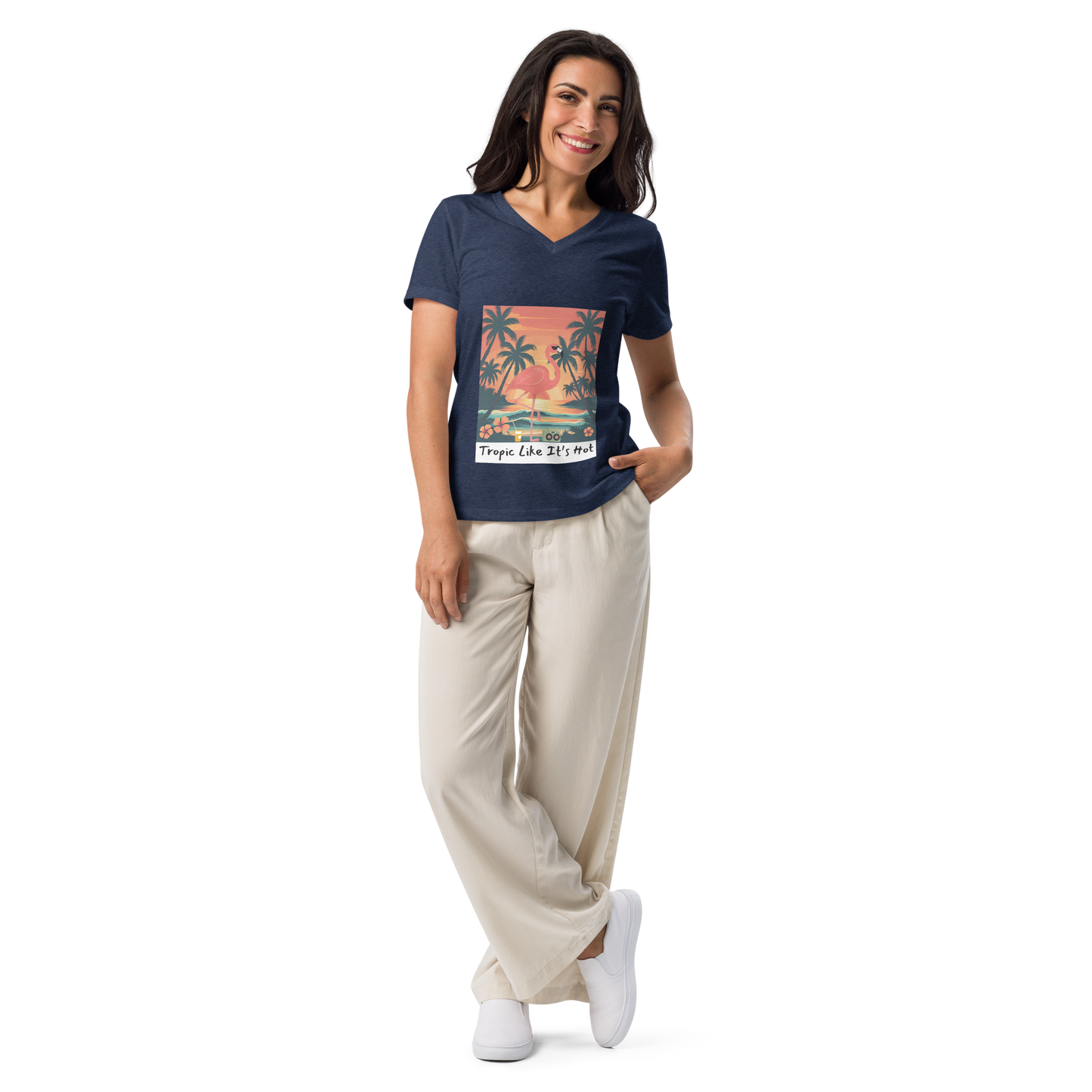 Tropic Like It's Hot - Women’s relaxed v-neck t-shirt