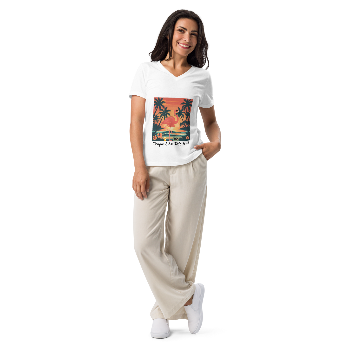 Tropic Like It's Hot - Women’s relaxed v-neck t-shirt